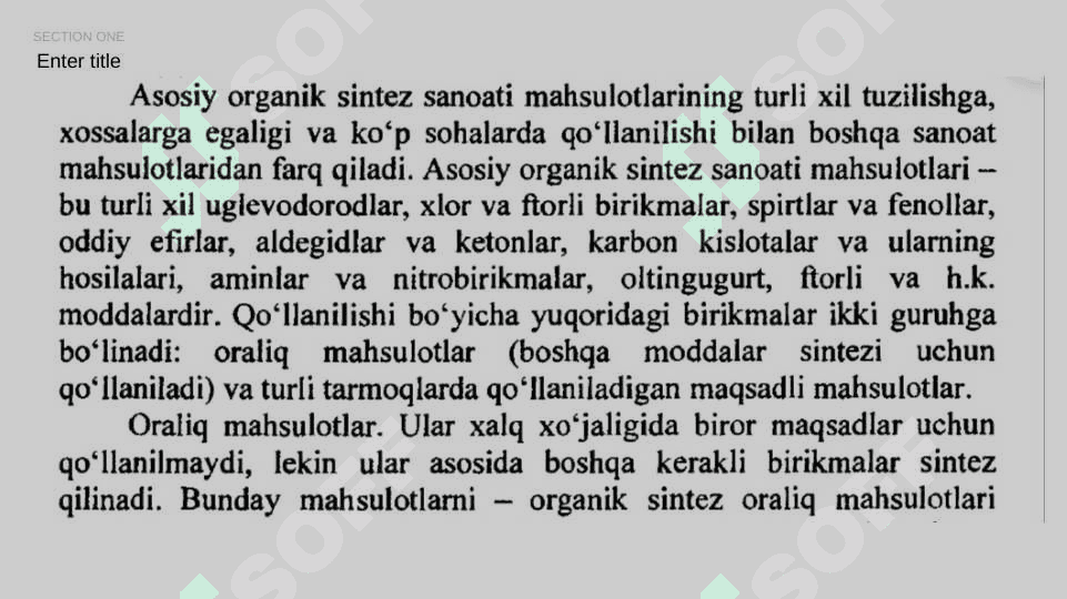 Organik sintezda qo'llaniladigan xomashyolar 4