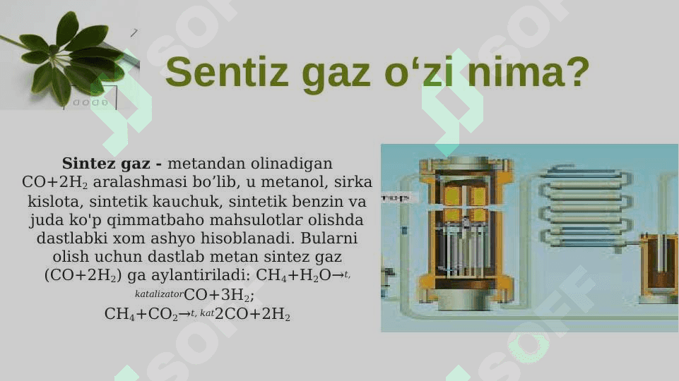 Sintezgaz asosida olinadigan dori preparatlari 2