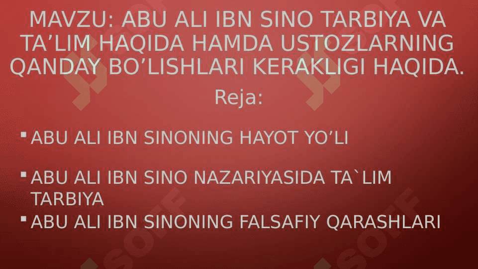 Abu Ali Ibn Sinoning tarbiya va ta'lim haqida qarashlari. 2