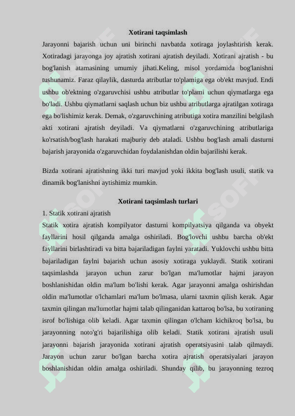 Xotirni taqsimlash va unga qo’yiladigan talablar 2
