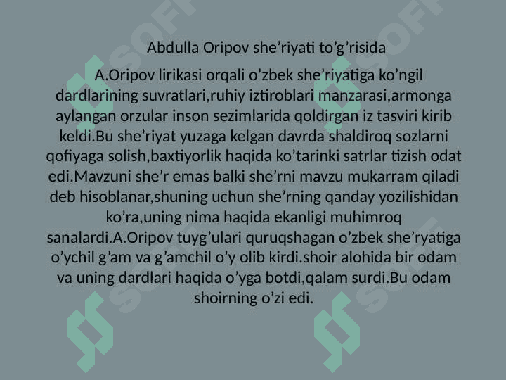 Abdulla Oripov she’riyatidagi sevgi-muhabbat motivlar 4