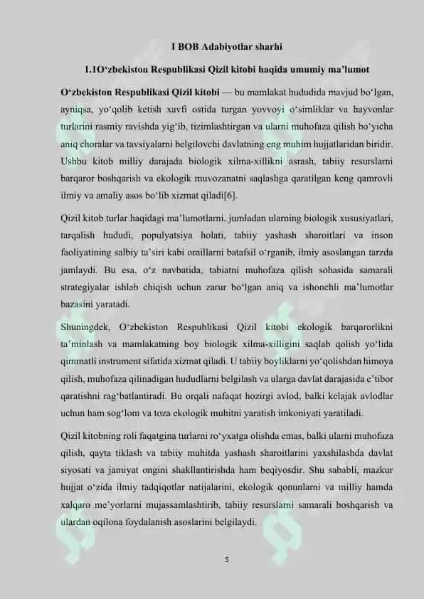 O‘zbekiston Respublikasi Qizil kitobi 5