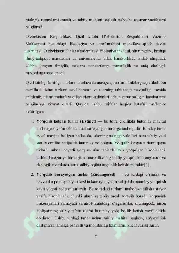 O‘zbekiston Respublikasi Qizil kitobi 7