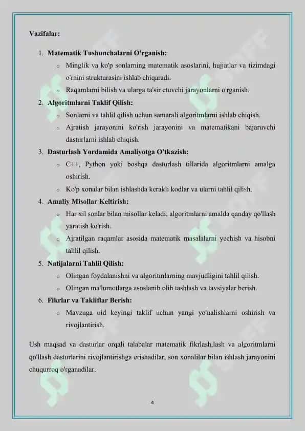 Minglik va koʻp xonali sonlar kontsentrida 4