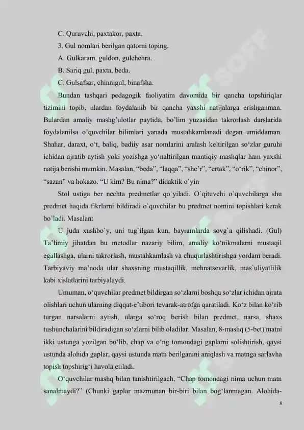 Boshlang’ich sinf ona tili darslarida qo’llaniladigan metodlar 8