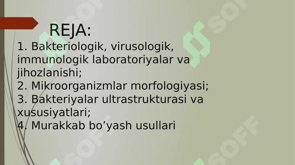 Bakteriologik, virusologik, immunologik laboratoriyalar va ularni jihozlanishi. 2