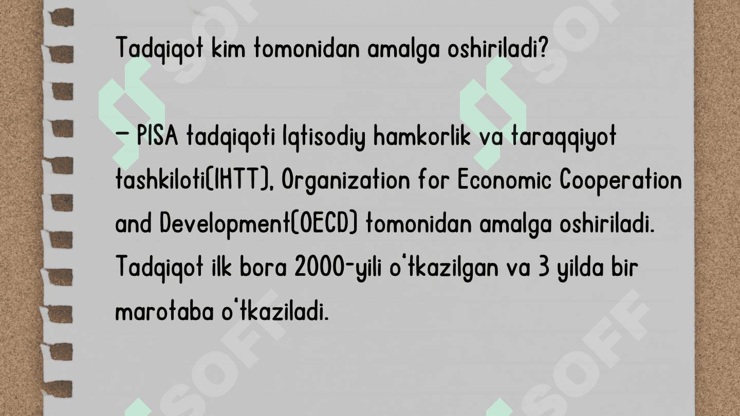 Pisa tadqiqotlaridan foydalanilgan matn va topshiriqlarni baholash 4