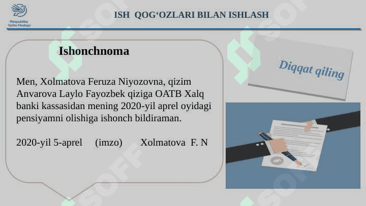 ISH QOG‘OZLARI BILAN ISHLASH 6