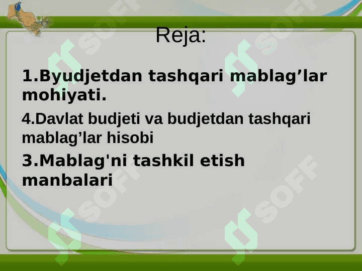 BYUDJET TASHKILOTLARI FAOLIYATINI MOLIYALASHTIRISHDA BYUDJETDAN TASHQARI MABLAG'LARNING AHAMIYATI 2
