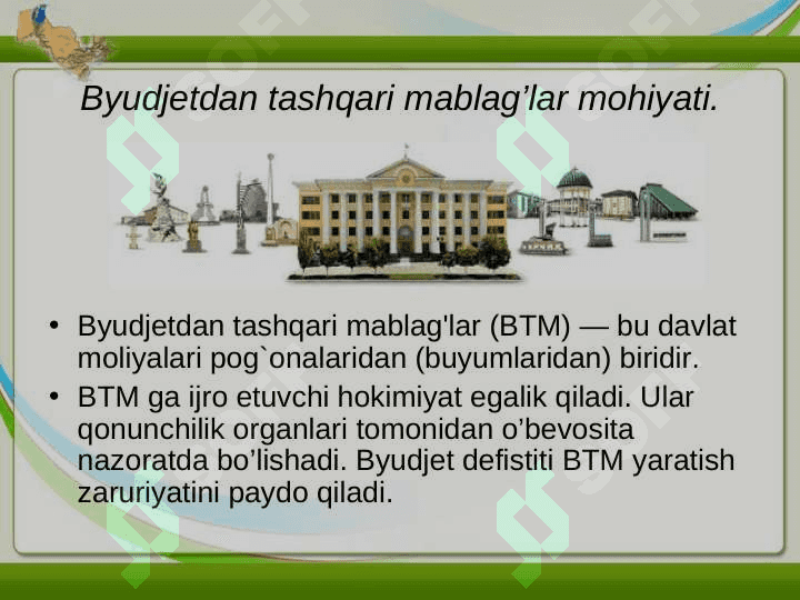BYUDJET TASHKILOTLARI FAOLIYATINI MOLIYALASHTIRISHDA BYUDJETDAN TASHQARI MABLAG'LARNING AHAMIYATI 3