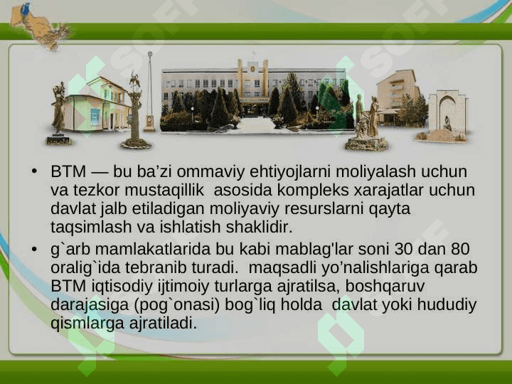 BYUDJET TASHKILOTLARI FAOLIYATINI MOLIYALASHTIRISHDA BYUDJETDAN TASHQARI MABLAG'LARNING AHAMIYATI 8