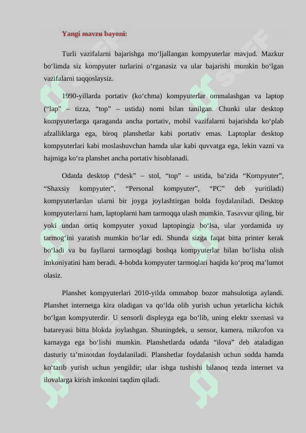9-sinf informatika .Kompyuter turlari 4