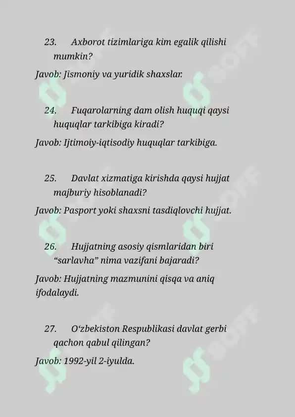 ARGOS SAVOL-JAVOBLARI 6