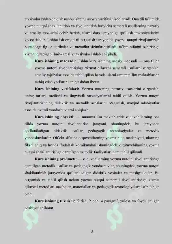 Ona tilida yozma nutqni rivojlantirish usullari 5
