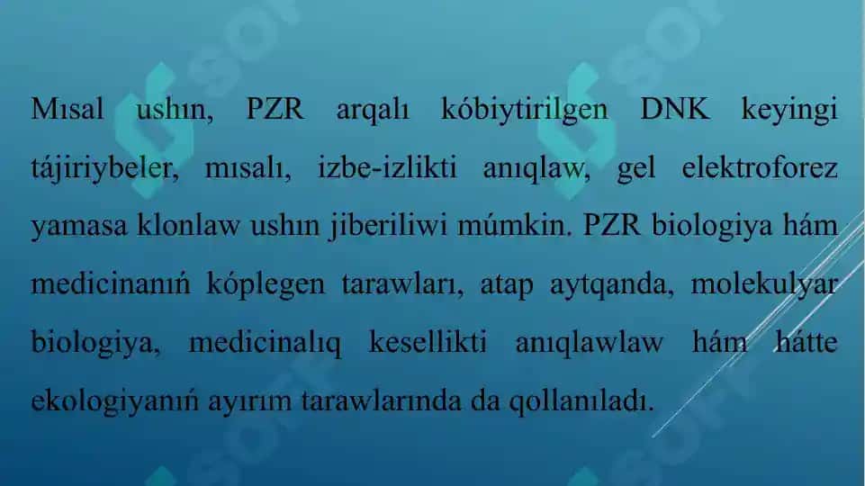 Zanjirli polimerazalanish reaksiyasi PSR 8