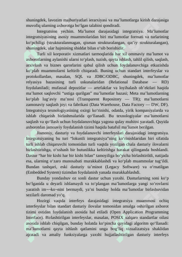 IQTISODIYOTDA AXBOROT TIZIMLARINING O‘ZARO INTEGRATSIYASI 4