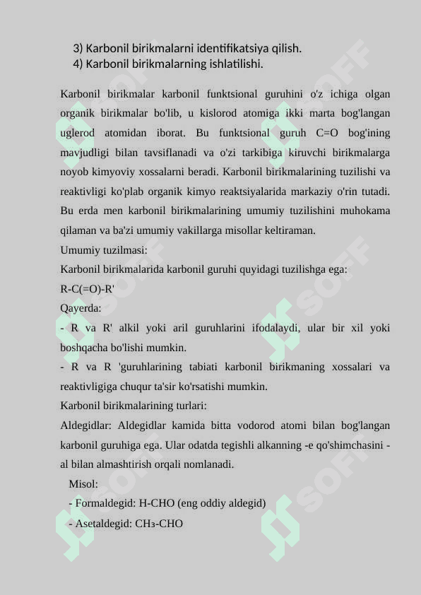 Karbonilli birikmalar. Aldegid va ketonlar 2