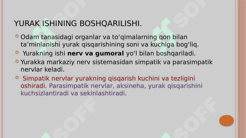 Qon aylanish organlari ishining boshqarilishi 2