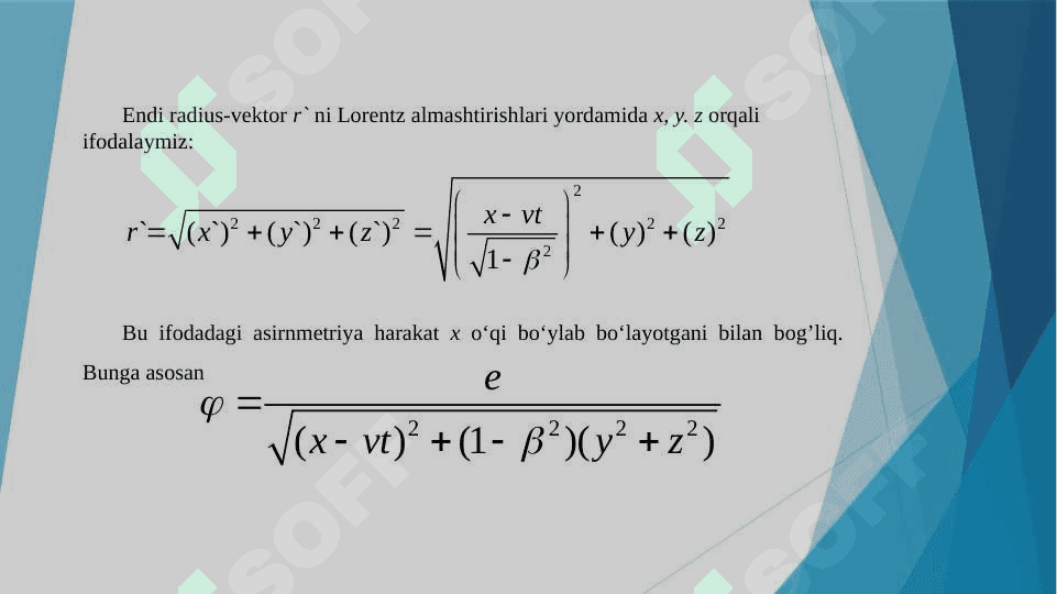 Tekis harakatlanayotgan zaryadning maydoni 7