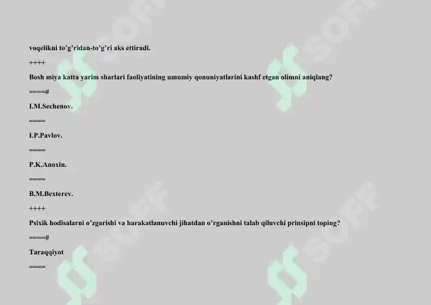 Psixologiyadan test savollari 4