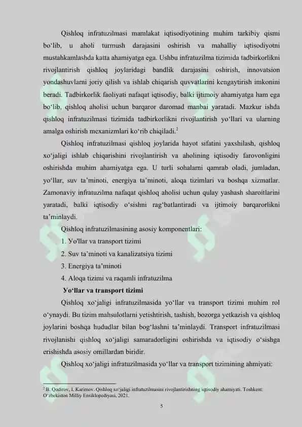 Qishloq Infratuzilmasi va Tadbirkorlik 5