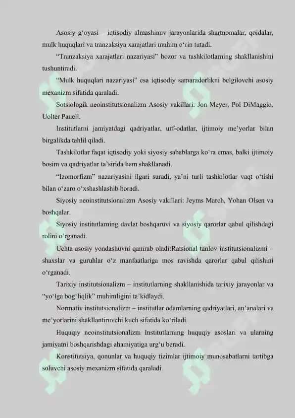 NEOINSTITUTSIONAL NAZARIYANING ASOSIY YOʼNALISHLARI 5