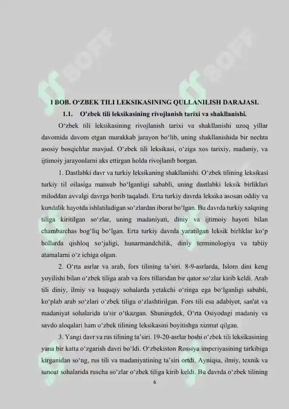 O‘zbek Tili Leksikasining Qullanilish Darajasi Kurs ishi 6