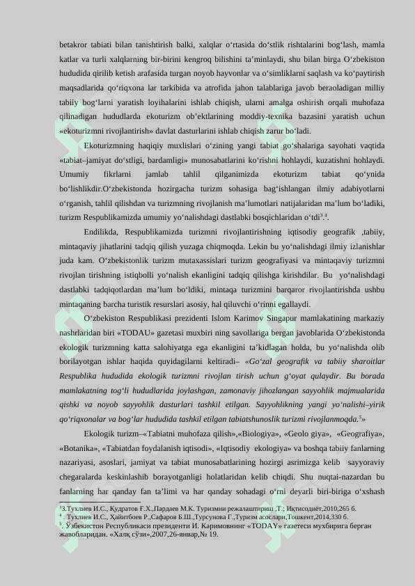 “Ekoturizm” fanining maqsadi va vazifalari, tarifi. 3