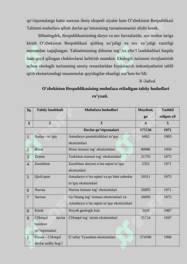 Ekоturizmni rivоjlаntirishdаgi muаmmоlаr vа ulаrning yechimlаri. 2