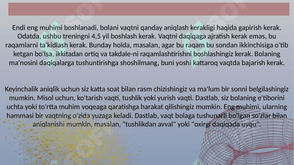Bolalarni vaqtni chamalashga o'rgatish vazifalari 3