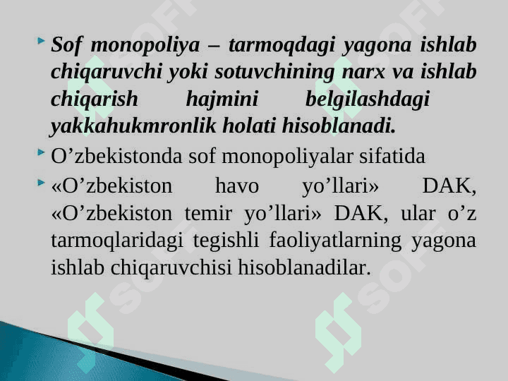 Monopoliyalar, ularning amal qilish va tartibga solish xususiyatlari 7