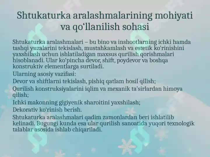 Shtukaturka aralashmalari klassifikatsiyas 4