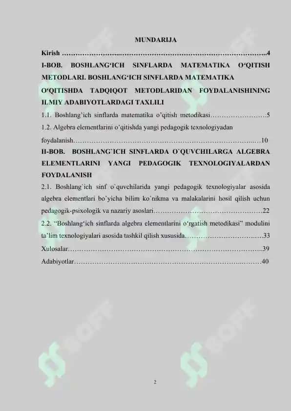 Boshlang'ich sinflarda matematika o'qitish metodlari 2