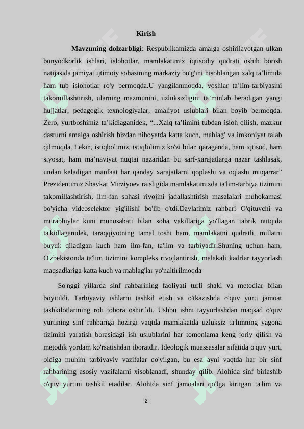Sinf rahbarining tashkilotchilik faoliyati 2