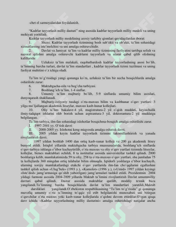 Oʻzbekiston Respublikasida taʼlim tizimida amalga oshirilgan islohotlar 2
