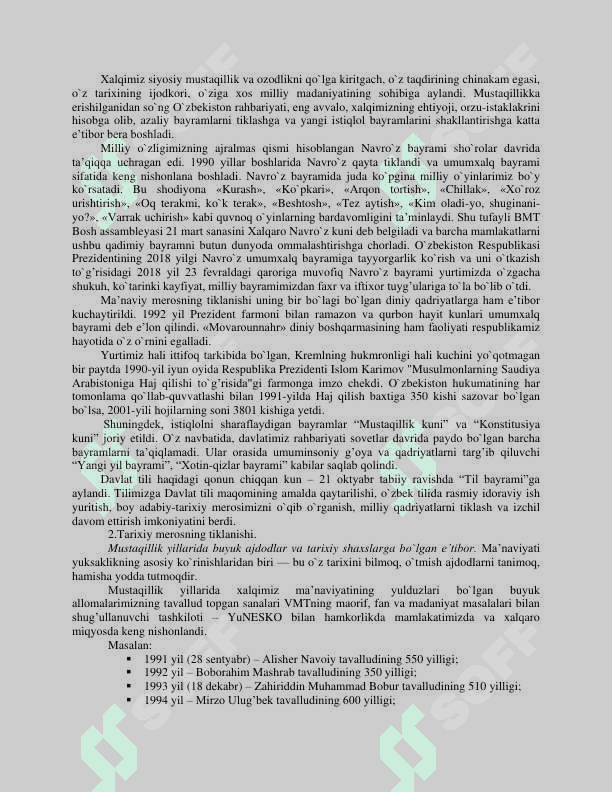Mustaqillik yillarida Oʻzbekiston madaniy va maʼnaviy taraqqiyoti 3