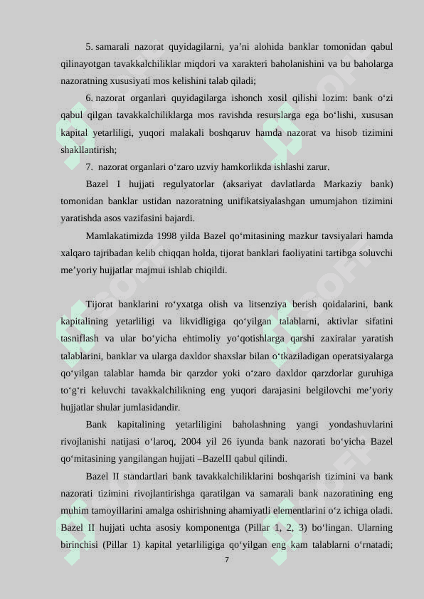 Tijorat banklari faoliyatini nazorat qilish 7