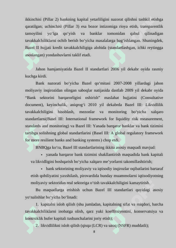 Tijorat banklari faoliyatini nazorat qilish 8