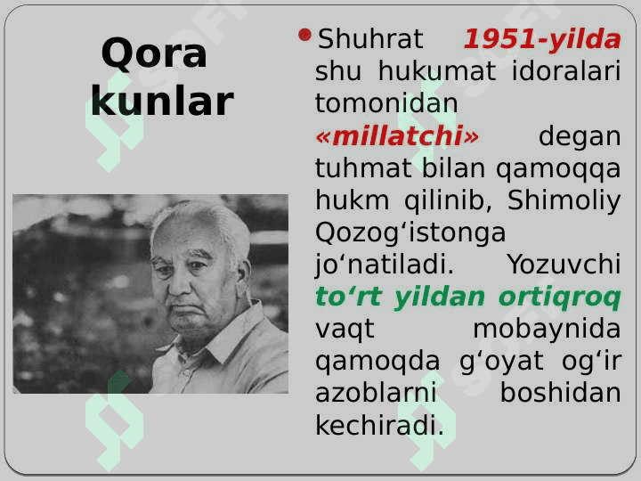 Shuhrat hayoti va ijodi haqida umumiy tasanif 8