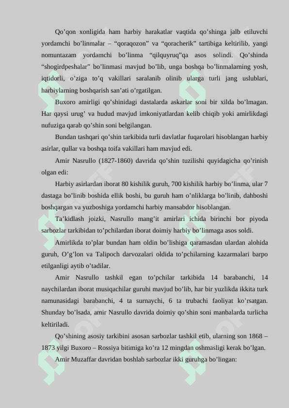 O’rta Osiyo xonliklarida harbiy unvon va mansablar 5