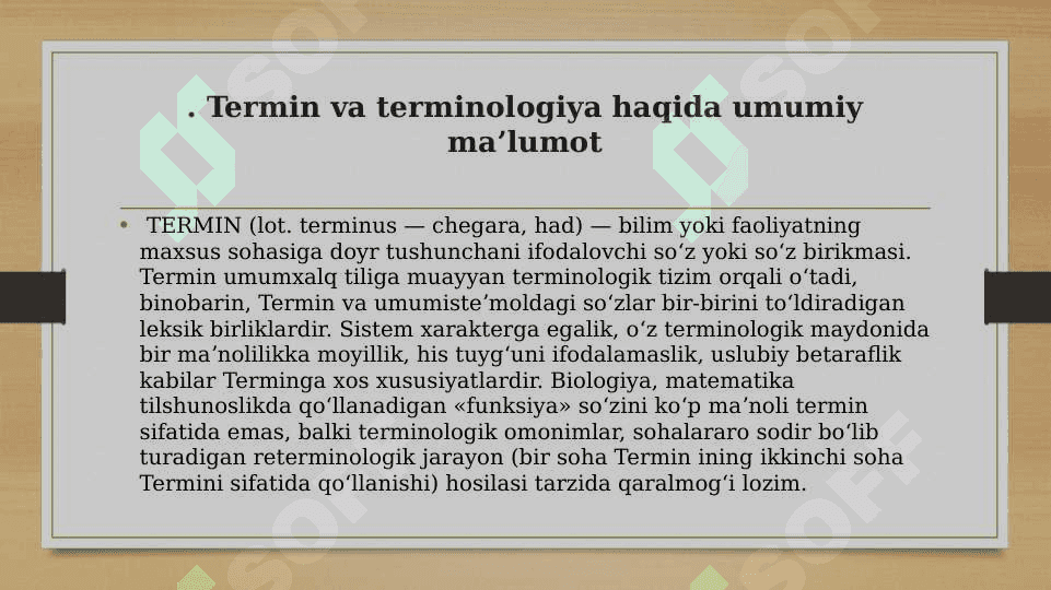 O’zbek tilining izohli lug’atida soha terminlarining berilishi. 3
