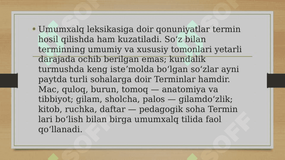 O’zbek tilining izohli lug’atida soha terminlarining berilishi. 4