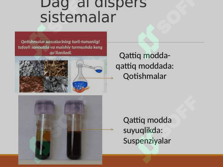 Dag’al dispers sestimalar. Yuqori molekular  birikmalar. 8
