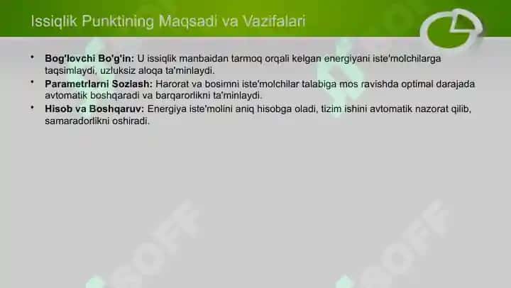 Markazlashgan issiqlik taʼminoti. Issiqlik punkti uskunalari 7