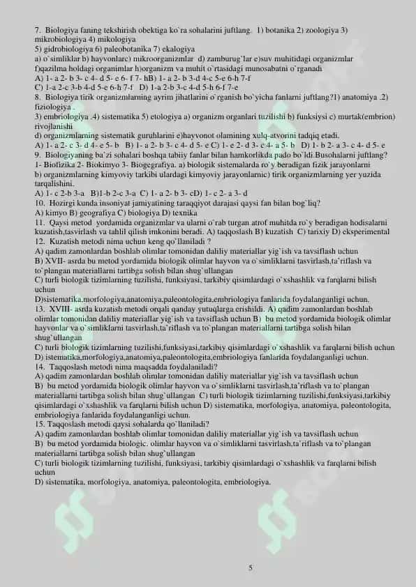 Biologiya fanidan ma'ruza matnlari to'plami 5