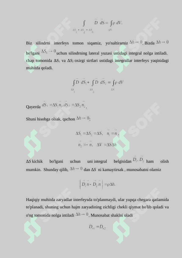 Ideal o'tkazgich yuzasida chegara shartlari EM operatorlari 3
