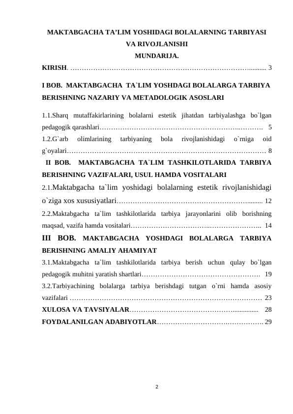 MAKTABGACHA TA’LIM YOSHIDAGI BOLALARNING TARBIYASI VA RIVOJLANISHI