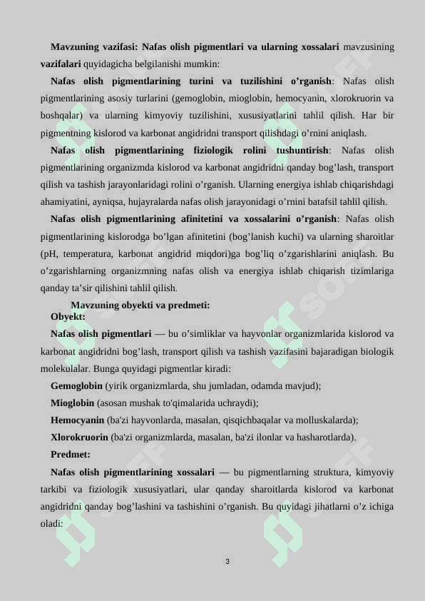 Nafas olish pigmentlari va ularning xossalari 3