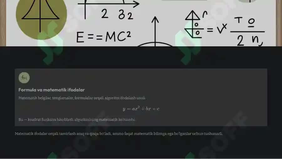 Algoritm. Algoritm xossalari, tasvirlash usullari va turlari 7