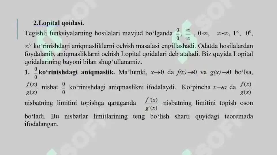 DIFFERENSIAL HISOBNING ASOSIY TEOREMALARI 4